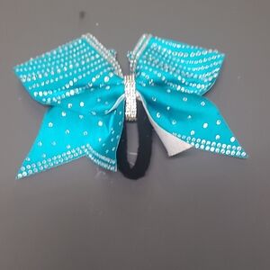 Teal Rhinestone Hair Bow Cher Sport Sharks